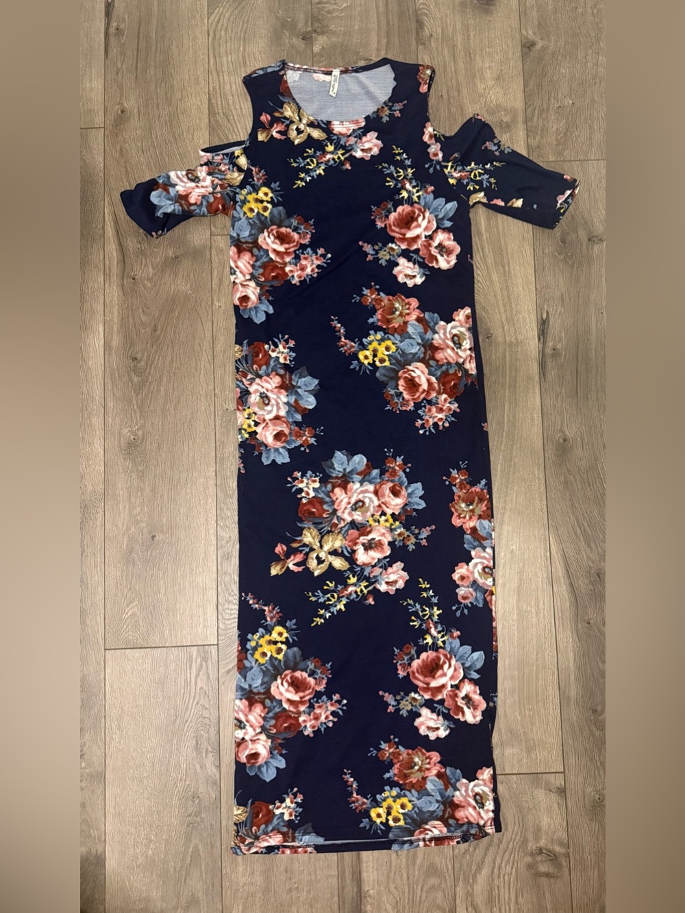 Motherhood Maternity Navy Floral Cold-Shoulder Maternity Dress